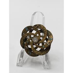 Victorian Revival Swirl Brooch Pendant Opaline Glass Center